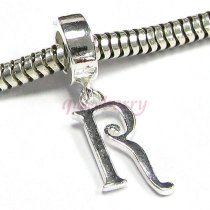 Sterling Silver Letter Initial R Dangle Bead for European Charm Bracelets
