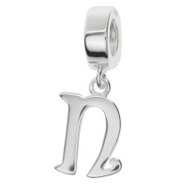 Sterling Silver Letter Initial N Dangle Bead for European Charm Bracelets
