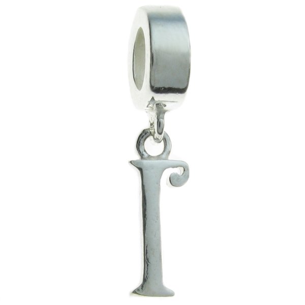 Sterling Silver Letter Initial I Dangle Bead for European Charm Bracelets