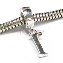 Sterling Silver Letter Initial I Dangle Bead for European Charm Bracelets