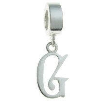 Sterling Silver Letter Initial G Dangle Bead for European Charm Bracelets