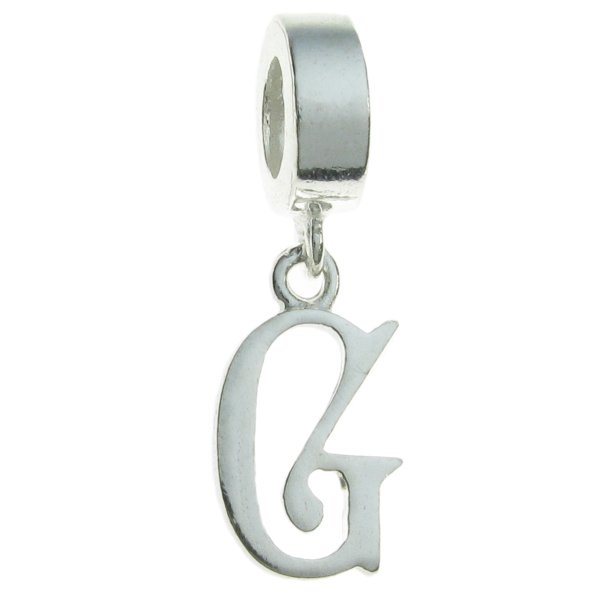Sterling Silver Letter Initial G Dangle Bead for European Charm Bracelets