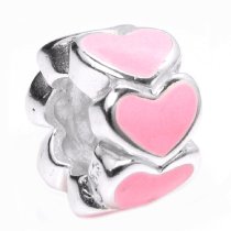 Sterling Silver Enamel Endless Love Pink Heart European Style bead for European Charm Bracelets