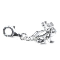 STERLING SILVER Frog Prince Dangle Pendant for European Clip on Charm Bracelet with Lobster Clasp