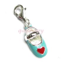 STERLING SILVER Girl Love Shoe Dangle for European Clip on Charm Bracelet w/ lobster Clasp
