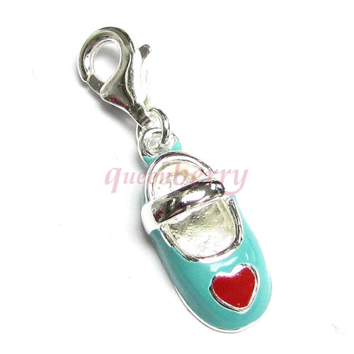 STERLING SILVER Girl Love Shoe Dangle for European Clip on Charm Bracelet w/ lobster Clasp