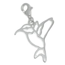 STERLING SILVER hummingbird Dangle f/ European Clip on Charm w/ lobster Clasp