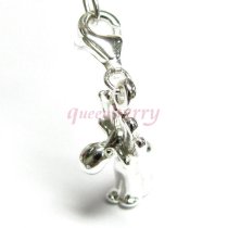 STERLING SILVER Lovely Reindeer Buck Dangle f/ European Clip on Charm Bracelet w/ Lobster Clasp