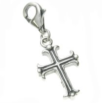 STERLING SILVER Holy Cross Dangle f/ European Clip on Charm Bracelet w/ Lobster Clasp