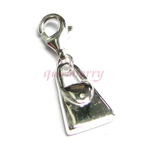 STERLING SILVER Hand Bag Dangle f/ European Clip on Charm Bracelets w/ Lobster Clasp