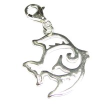 STERLING SILVER Filigree Tropical Fish Dangle f/ European Clip on Charm Bracelets w/ Lobster