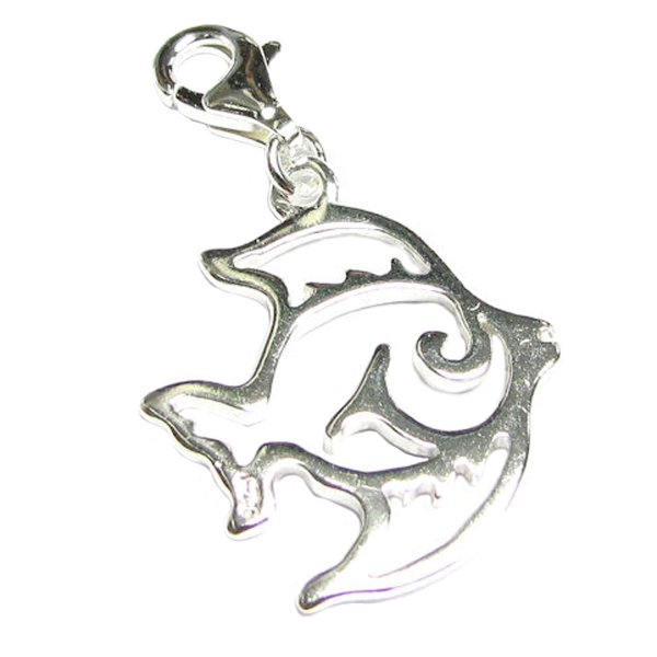 STERLING SILVER Filigree Tropical Fish Dangle f/ European Clip on Charm Bracelets w/ Lobster