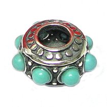 Sterling silver ROUND Bead Turquoise DOT stone for European Story Charm Bracelets