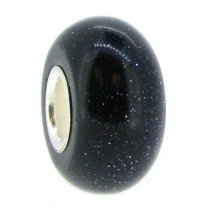 Sterling Silver Black Simulated Sandstone European Style Bead Charm