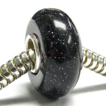 Sterling Silver Black Simulated Sandstone European Style Bead Charm