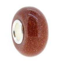 Sterling Silver Gold Sand Stone Bead for European Charm Bracelets