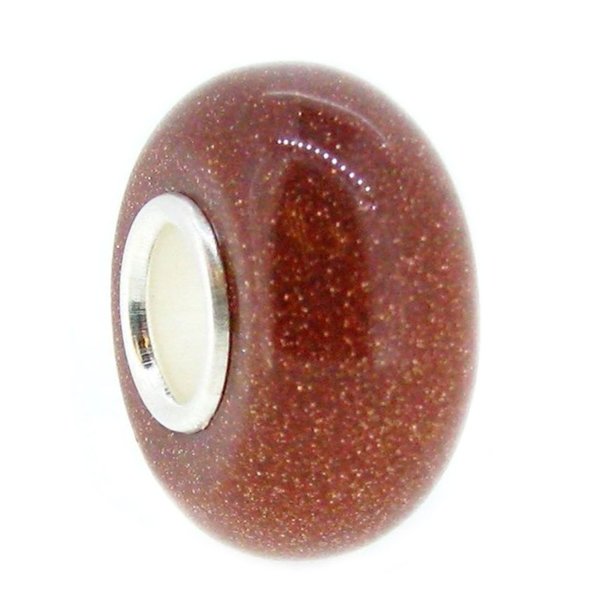 Sterling Silver Gold Sand Stone Bead for European Charm Bracelets