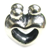 Sterling Silver Happy Family Love Heart Bead for European Story Charm Bracelets