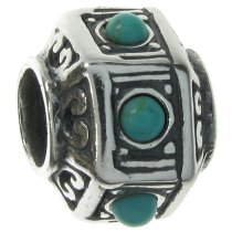 Sterling silver HEXAGON Bead Turquoise stone for European Charm Bracelets