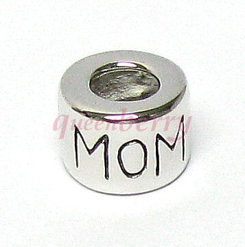 Sterling Silver MOM Ring enamel Bead for European Charm Bracelets