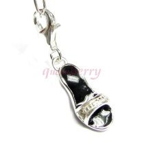 STERLING SILVER 3-D High Hell Lady Slipper Enamel Dangle Pendant f/ European Clip on Charm w/ Lobster Clasp