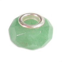 Sterling Silver Aventurine Faceted Bead for European Charm Bracelets 12.2mm