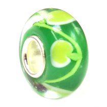 Sterling Silver Green Murano Apple Lampwork Glass Bead for European Charm Bracelets