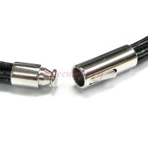 Stainless. Steel Dream Come True Black Leather Cord 2mm Circular Clasp Wristband Bracelets 8"