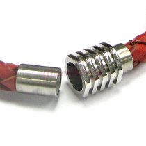 Stainless Steel Red Braided Bolo Leather Cord 65mm Magnetic Wristband BRACELET 8"