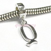 Sterling Silver Letter Initial Q Dangle Bead for European Charm Bracelets