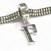 Sterling Silver Letter Initial F Dangle Bead for European Charm Bracelets