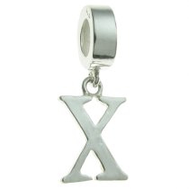 Sterling Silver Letter Initial X Dangle Bead for European Charm Bracelets