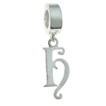Sterling Silver Letter Initial H Dangle Bead for European Charm Bracelets