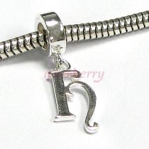 Sterling Silver Letter Initial H Dangle Bead for European Charm Bracelets