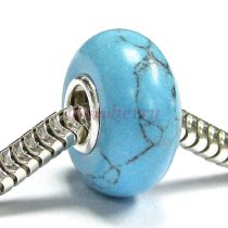 Sterling Silver TURQUOISE Round Bead for European Charm Bracelets