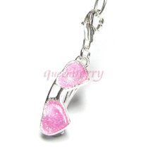 STERLING SILVER Love Heart Sun Glasses Pink Enamel Dangle Pendant for European Clip on Charm Jewelry with lobster clasp