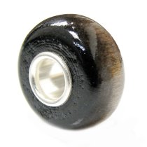 Sterling Silver Dark Grey Genuine Wood bead for European Charm Bracelets