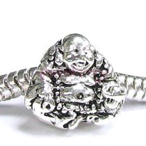 Sterling Silver CHINESE HAPPY Laughing Buddha Bead for European Charm Bracelets