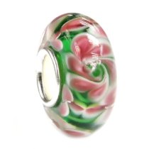 Sterling Silver Pink Murano FLOWER Glass Bead for European Charm Bracelets