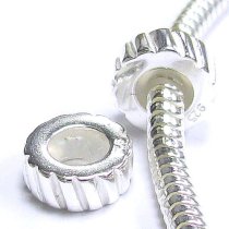 1 Pc of Sterling Silver Stopper with Rubber Focal Twisted Round Bead Charm for Pandora Troll Chamilia Biagi European Jewelry