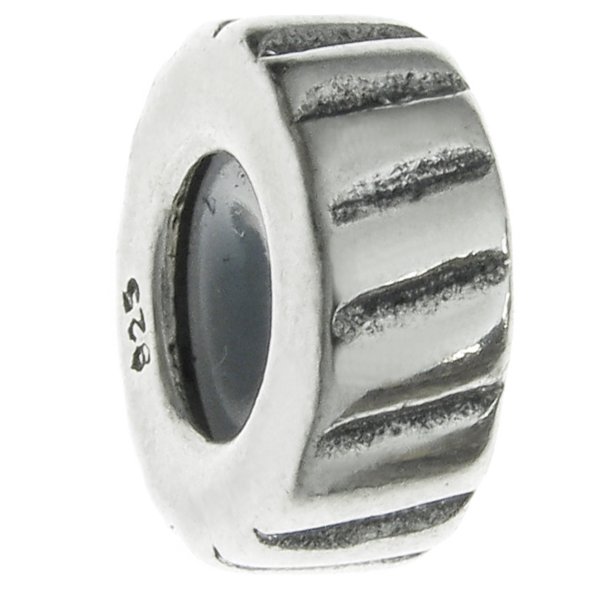 925 Sterling Silver Focal Round Stopper with Rubber Bead for Pandora