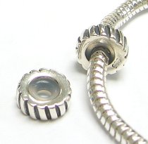 925 Sterling Silver Focal Round Stopper with Rubber Bead for Pandora
