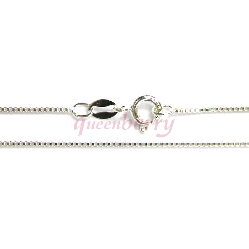 Italian Sterling Silver 0.9mm BOX Chain Necklace with spring clasp 16"