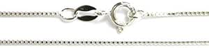 Italian Sterling Silver 0.9mm Box Chain Necklace With Spring Clasp 16''