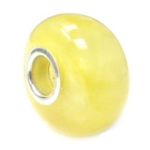 Sterling Silver Antique Amber Round Bead for European Story Charm Bracelets