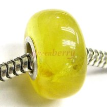 Sterling Silver Antique Amber Round Bead for European Story Charm Bracelets