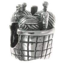 Sterling silver KNITTING BASKET Bead for European Charm Bracelets
