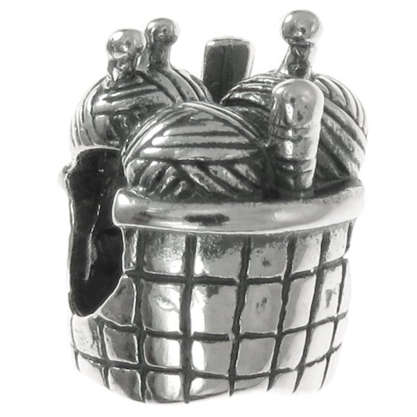Sterling silver KNITTING BASKET Bead for European Charm Bracelets