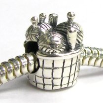 Sterling silver KNITTING BASKET Bead for European Charm Bracelets