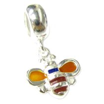Sterling Silver Honey Bee Dangle Enamel Bead for European Charm Bracelets